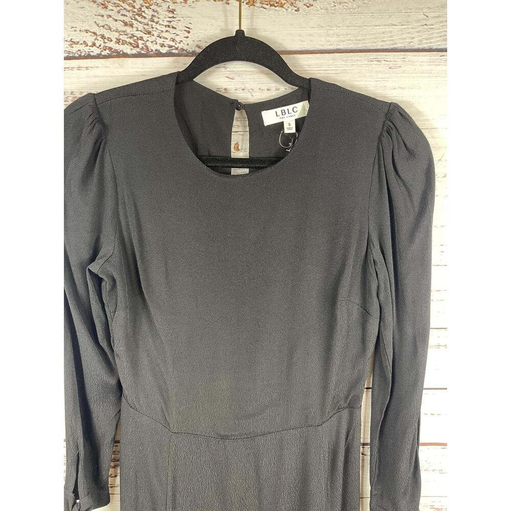 LBLC The Label Dress Women's Small Black Cutout Back Puff Sleeve Maxi Side Slit - Picture 6 of 14